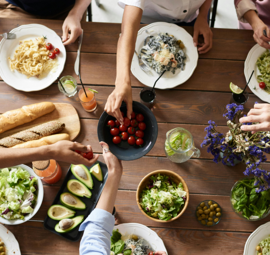 Busy dinner table